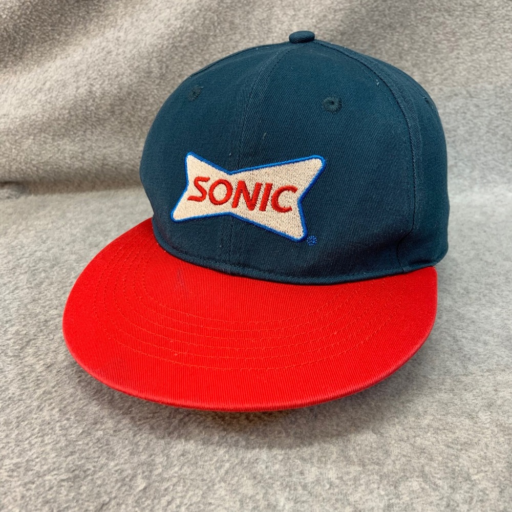Sonic Logo Unisex Blue Red Sonic Drive-In Snapback Hat Embroidered OSFA